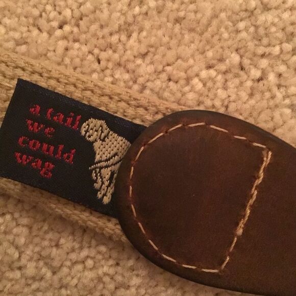 A Tail We Could Wag Cotton & Leather Belt with Brass Buckle, Foolish Fish - Picture 4 of 5